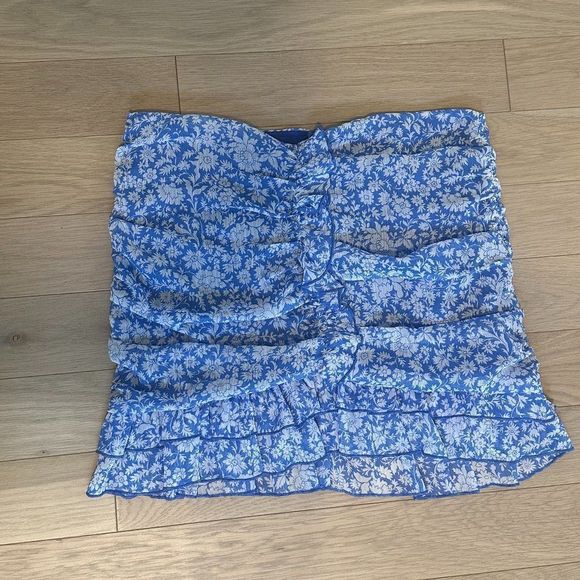 ZARA Blue and White Chiffon Mini skirt - Picture 1 of 6